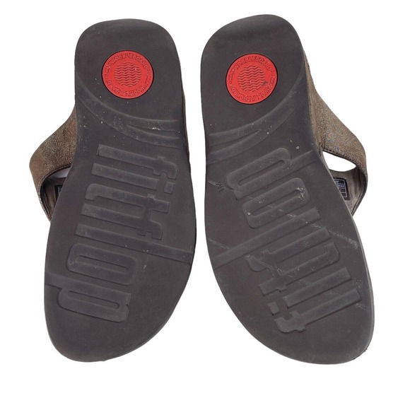 Fitflop Lulu Bronze Shimmer Sandals Flip Flop Style 505012 Thong Womens Sz 8 - Picture 8 of 10
